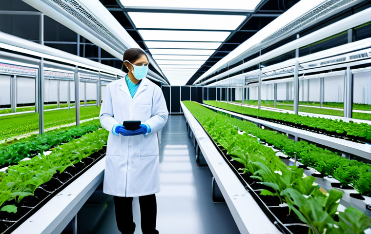 **
"A futuristic smart farm, displaying rows of crops growing in a controlled environment, sensors monitoring plant health, data dashboards visualizing real-time analytics, fully clothed scientists in lab coats observing the growth, appropriate content, safe for work, perfect anatomy, correct proportions, professional, high quality"
**