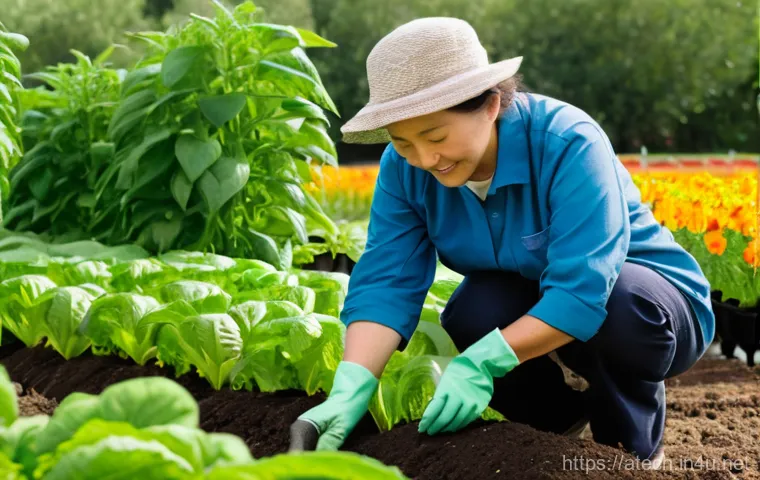 농업기술 자격증 시험 후기 - A professional agricultural expert, a man in his late 30s with a smart casual outfit, stands confide...